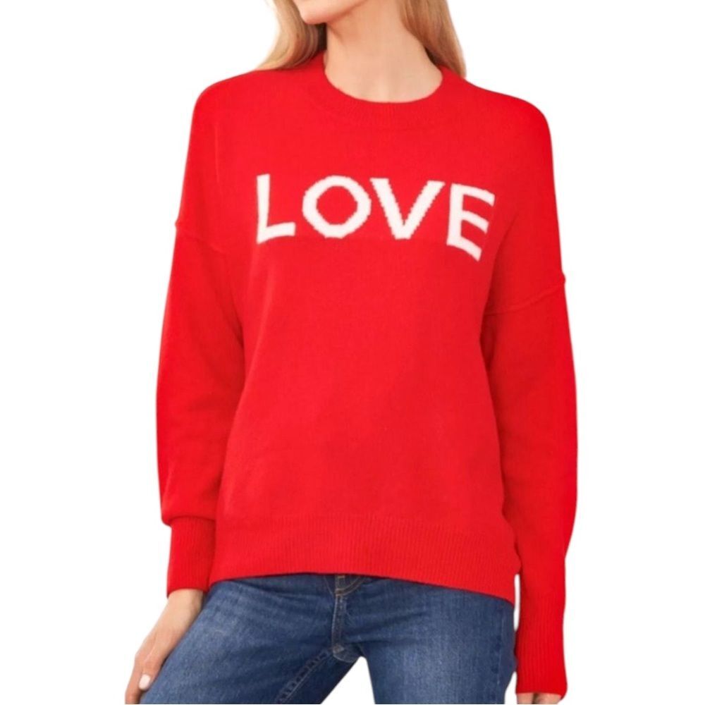 Vince Camuto oversize Red LOVE sweater Sz Small